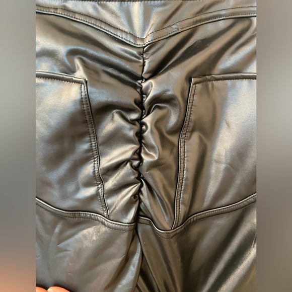 WOMEN'S Sexy High Waist Skinny Faux PU Leather Leggings Pants Butt Lift XL - Picture 9 of 16